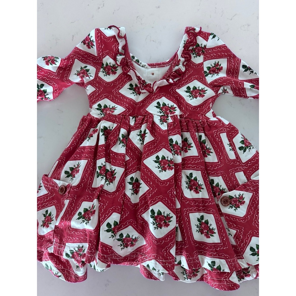 SweetHoney red floral double ruffle floral dress Size 18mth holiday twirl